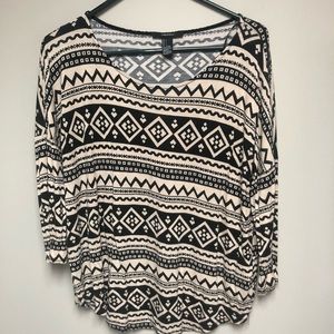 Tribal Print 3/4 Length Tee